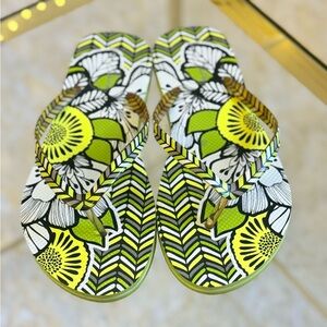 Vera Bradley‎ Floral Sandals - Green and Yellow